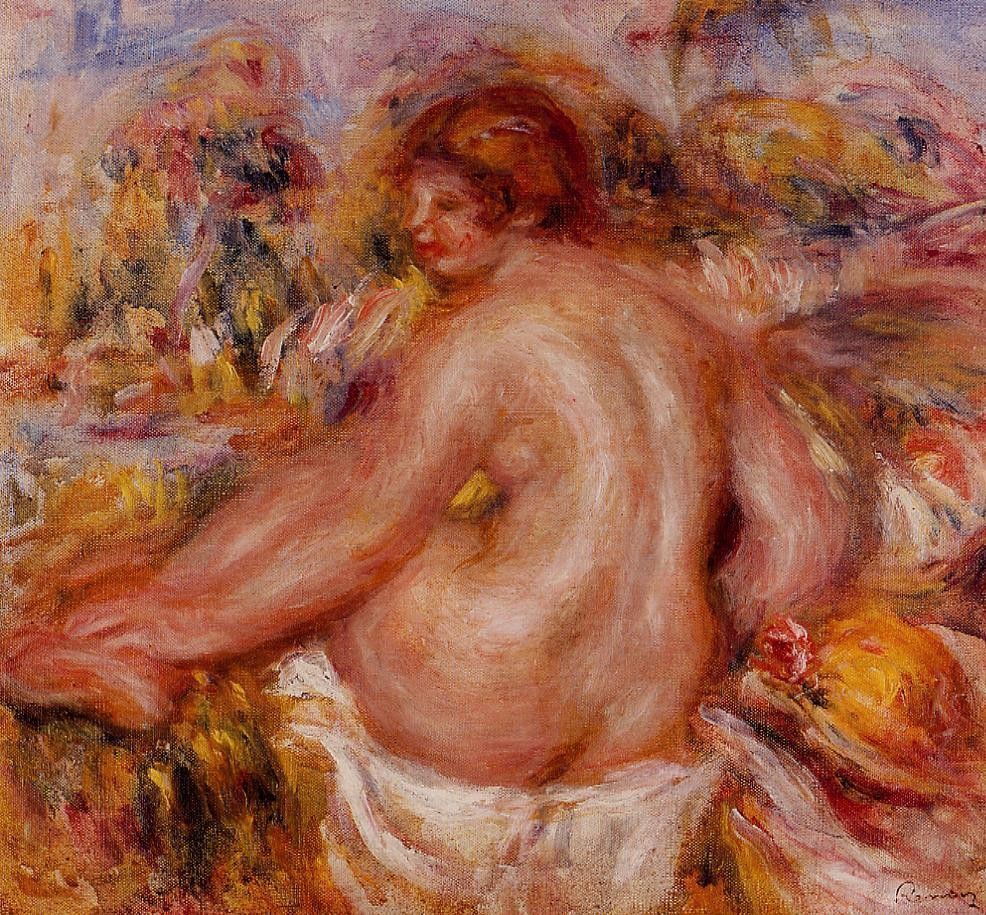 After Bathing, Seated Female Nude, Pierre Auguste Renoir